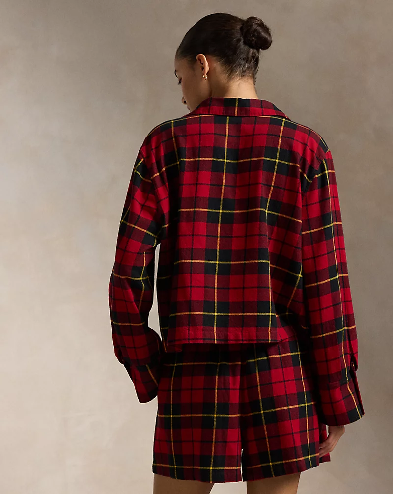 Crop Top & Boxer Plaid Flannel PJ Set