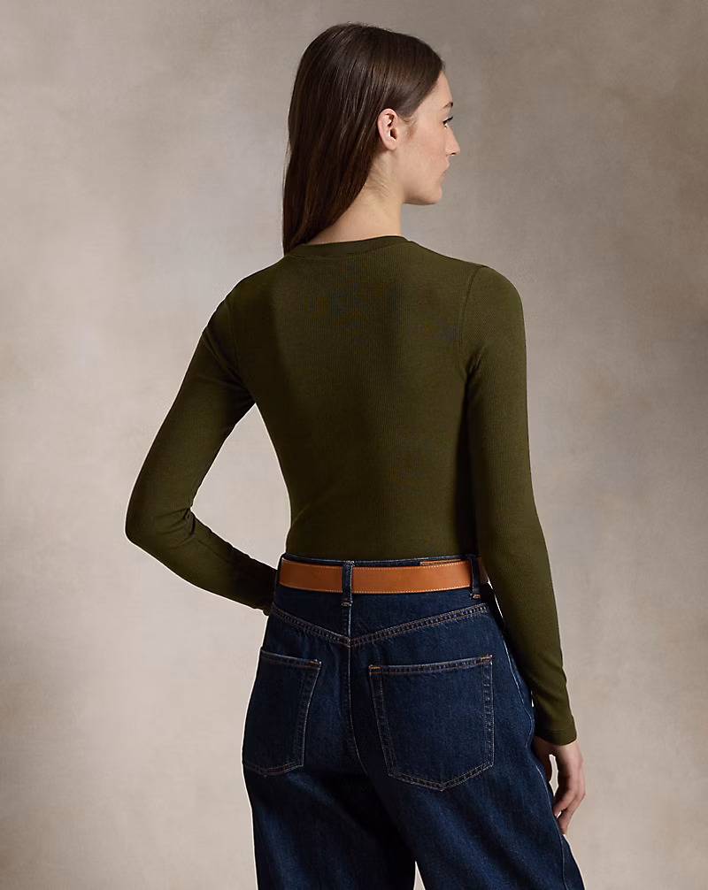 Ribbed Crewneck Long-Sleeve Tee