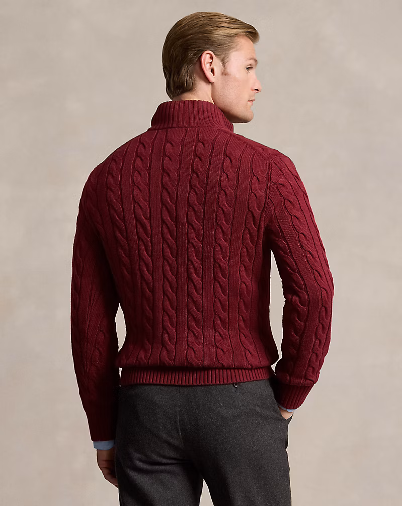 Cable-Knit Cotton Quarter-Zip Sweater