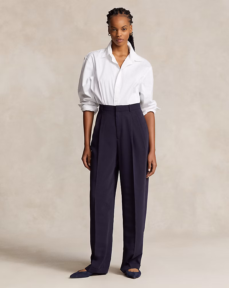 Pleated Straight-Leg Pant