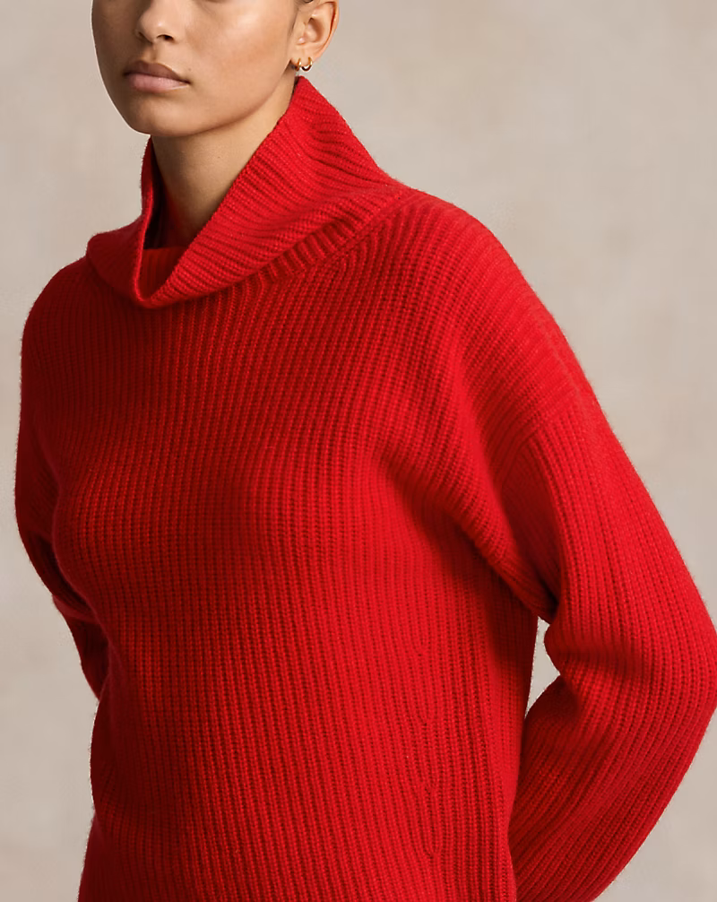 Ralph Lauren Ribbed Wool-Cashmere Mockneck Sweater
