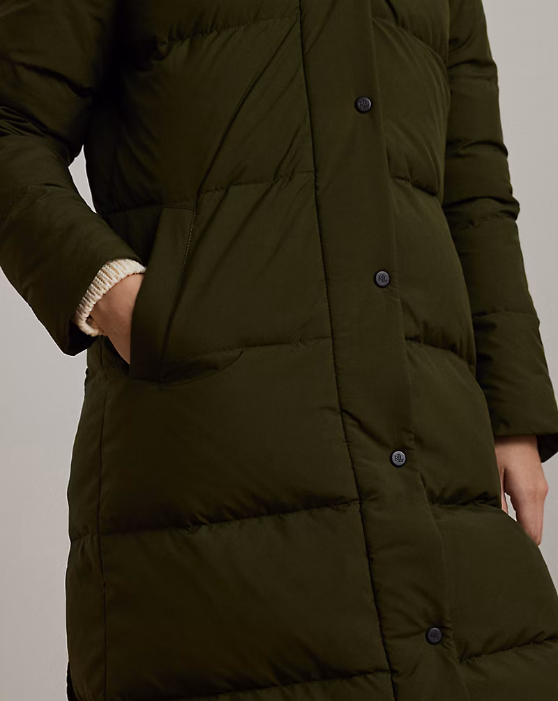 Oversize-Collar Quilted Down Coat