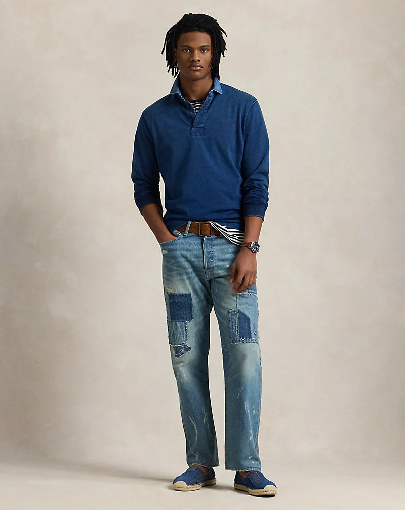 Classic Fit Indigo Jersey Rugby Shirt