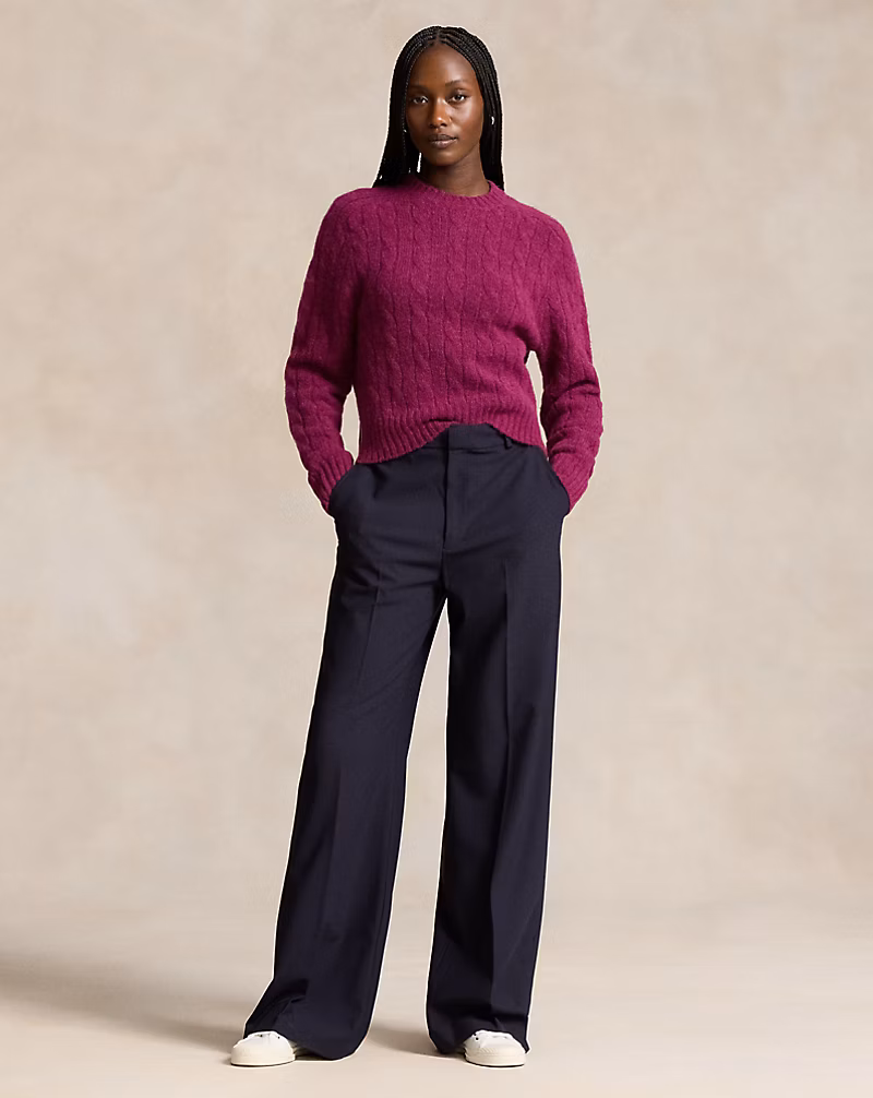 Cable-Knit Wool-Blend Crewneck Sweater