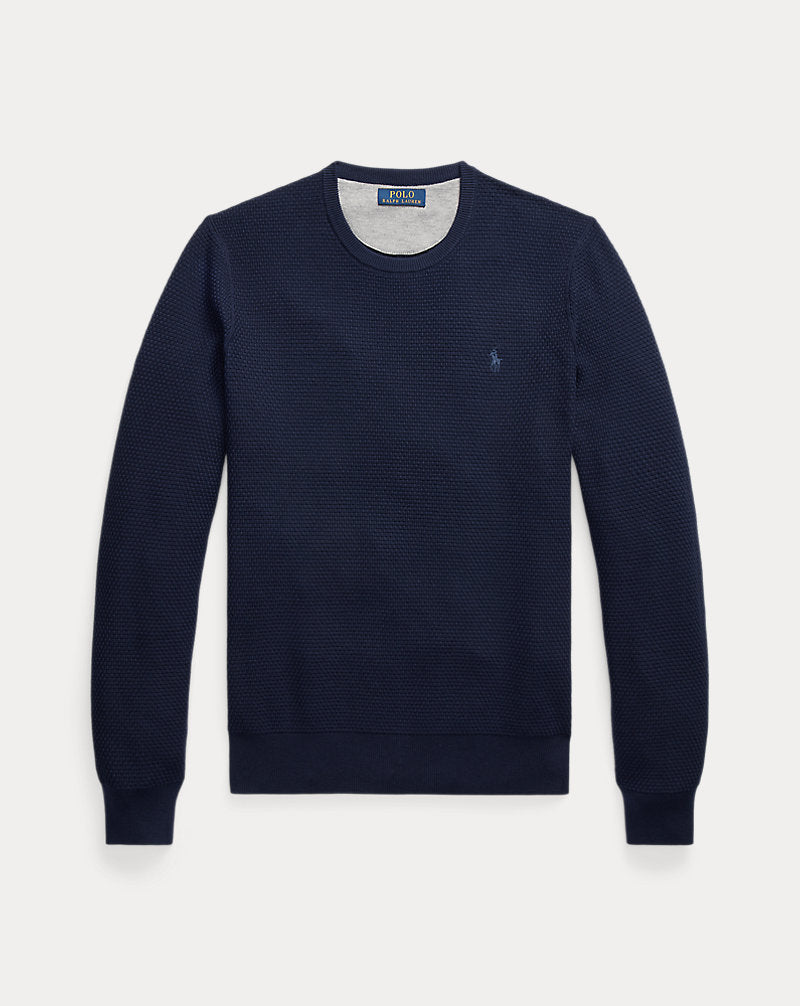 Textured Cotton Crewneck Jumper
