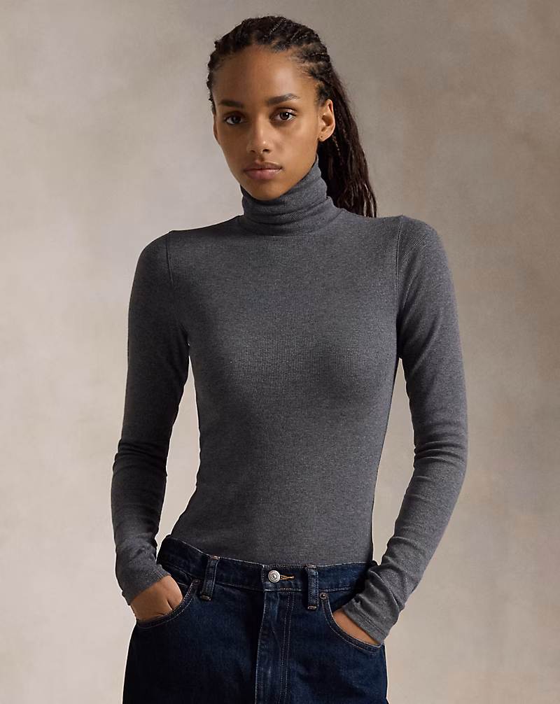 Ralph Lauren Stretch Ribbed Turtleneck