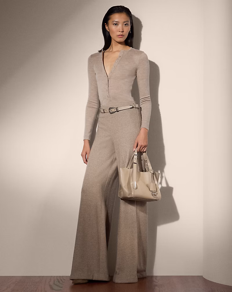 Isaiah Herringbone Jersey Wide-Leg Pant