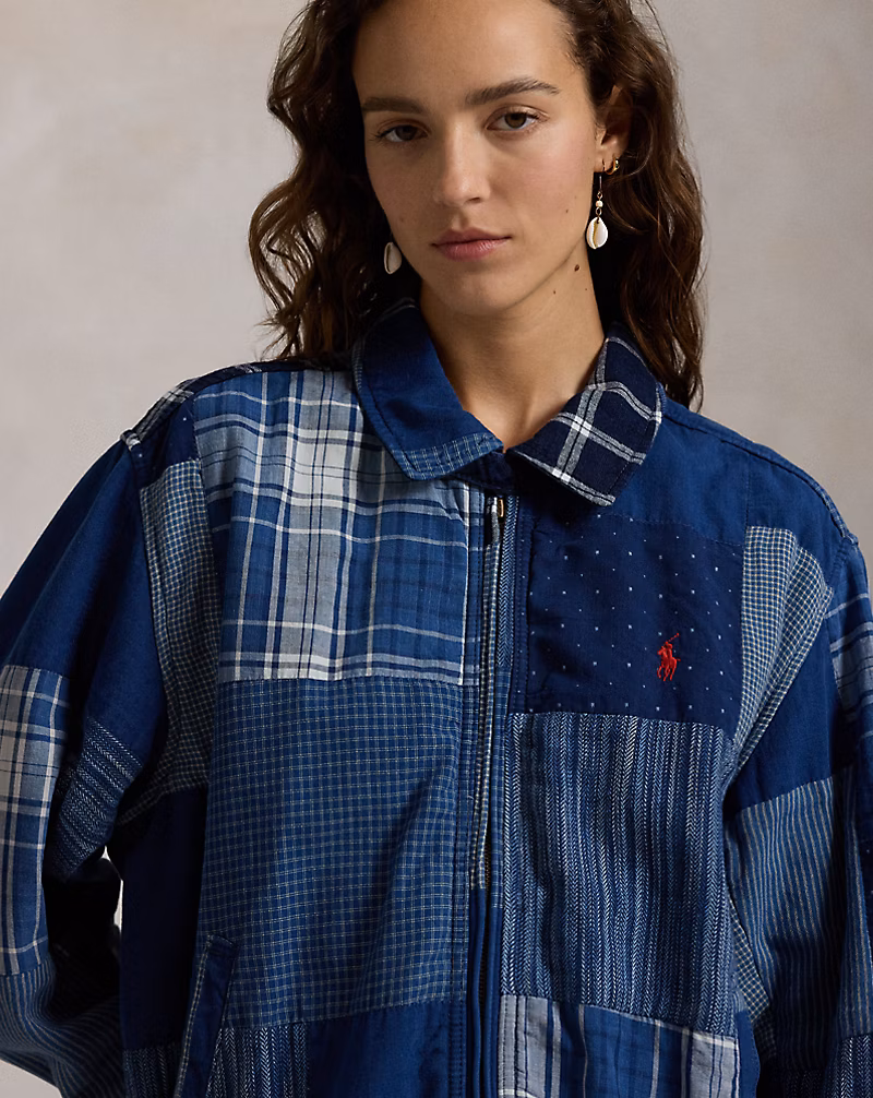 Patchwork Cotton-Linen Windbreaker
