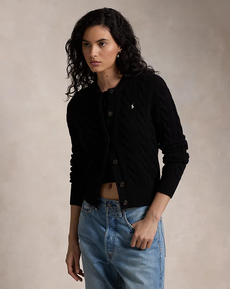 Cable-Knit Wool-Cashmere Cardigan