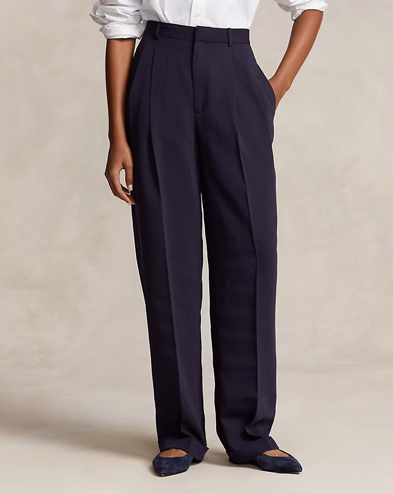 Pleated Straight-Leg Pant