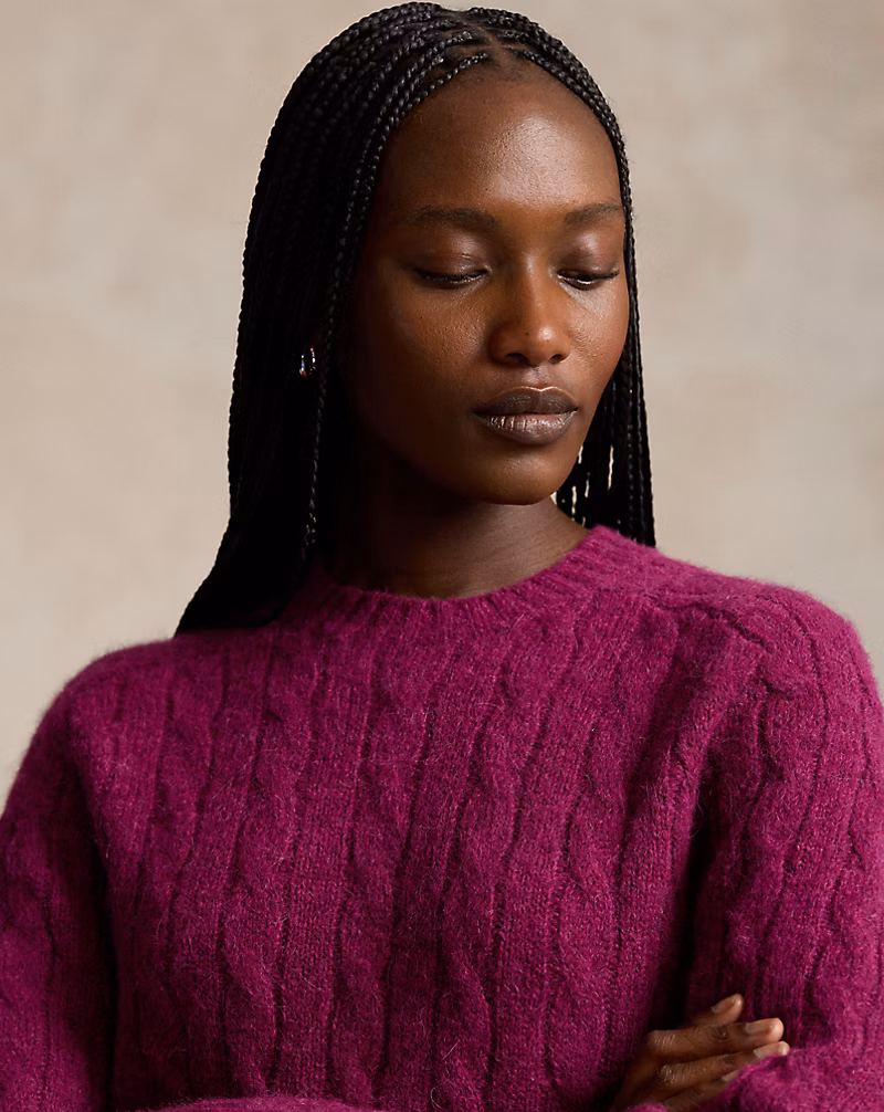 Cable-Knit Wool-Blend Crewneck Sweater