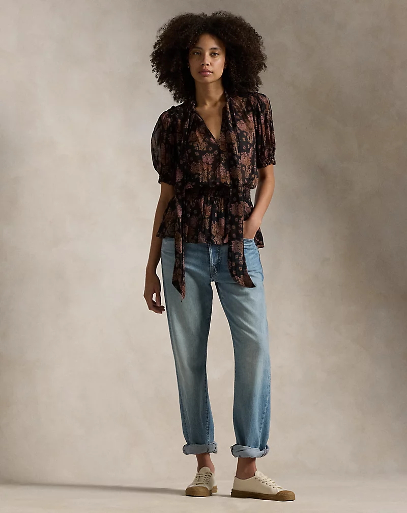 Floral Georgette Peplum Top