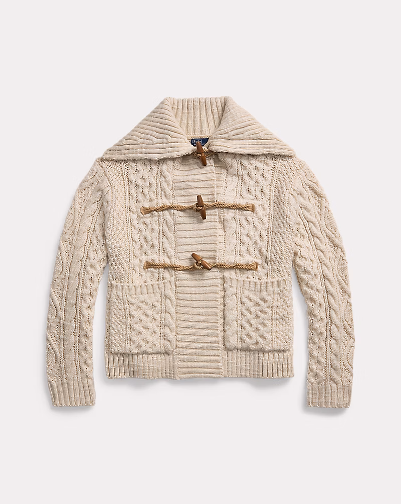 Ralph Lauren Aran-Knit Wool Toggle Cardigan