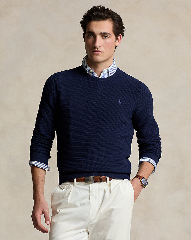 Textured Cotton Crewneck Jumper