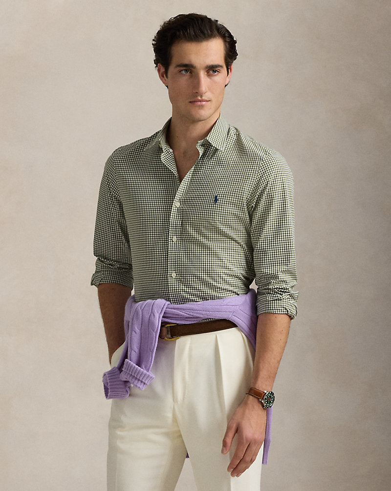 Slim Fit Gingham Stretch Poplin Shirt