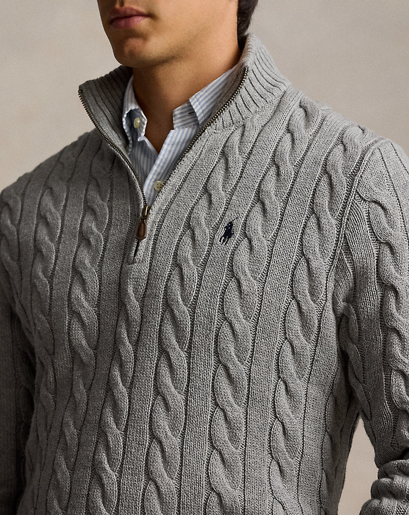 Cable-Knit Cotton Quarter-Zip Jumper