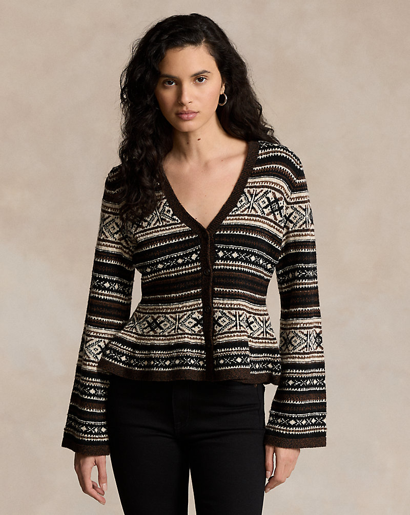 Geo-Stripe Peplum Cardigan