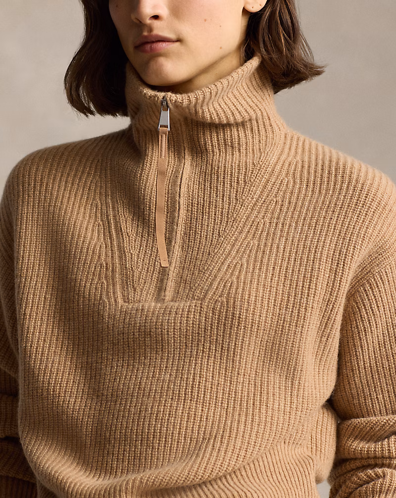 Ralph Lauren Cashmere-Wool Half-Zip Sweater