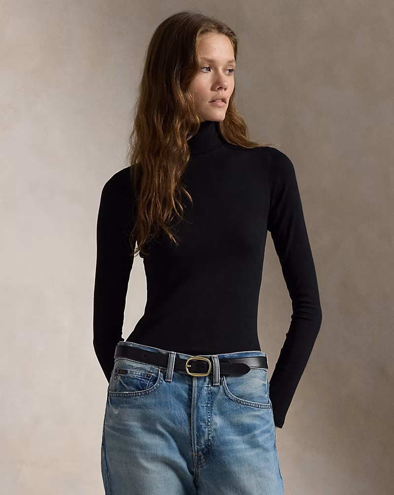 Ralph Lauren Stretch Ribbed Turtleneck