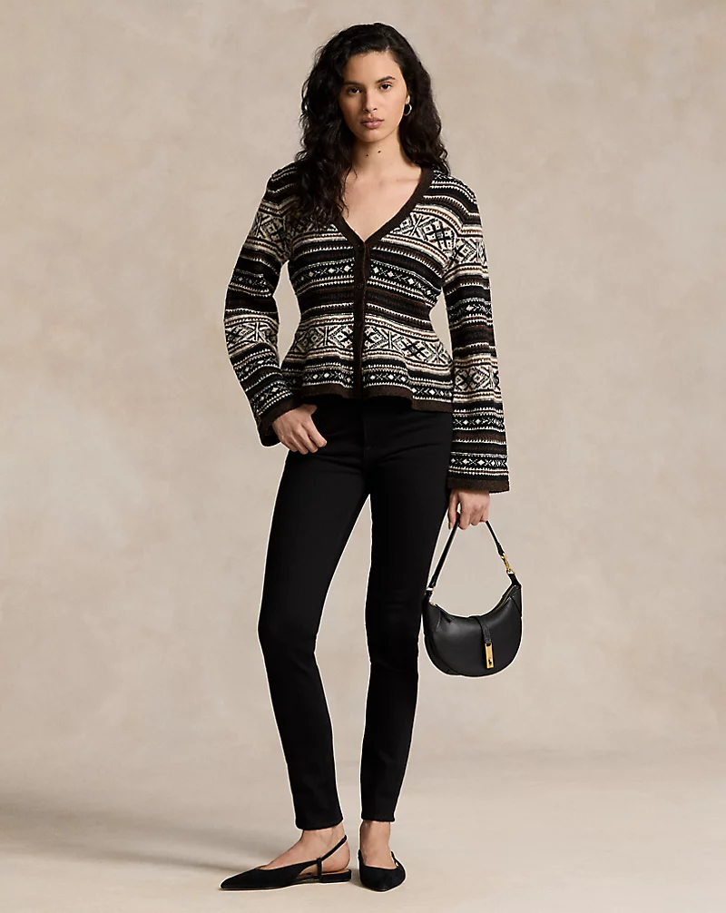 Geo-Stripe Peplum Cardigan
