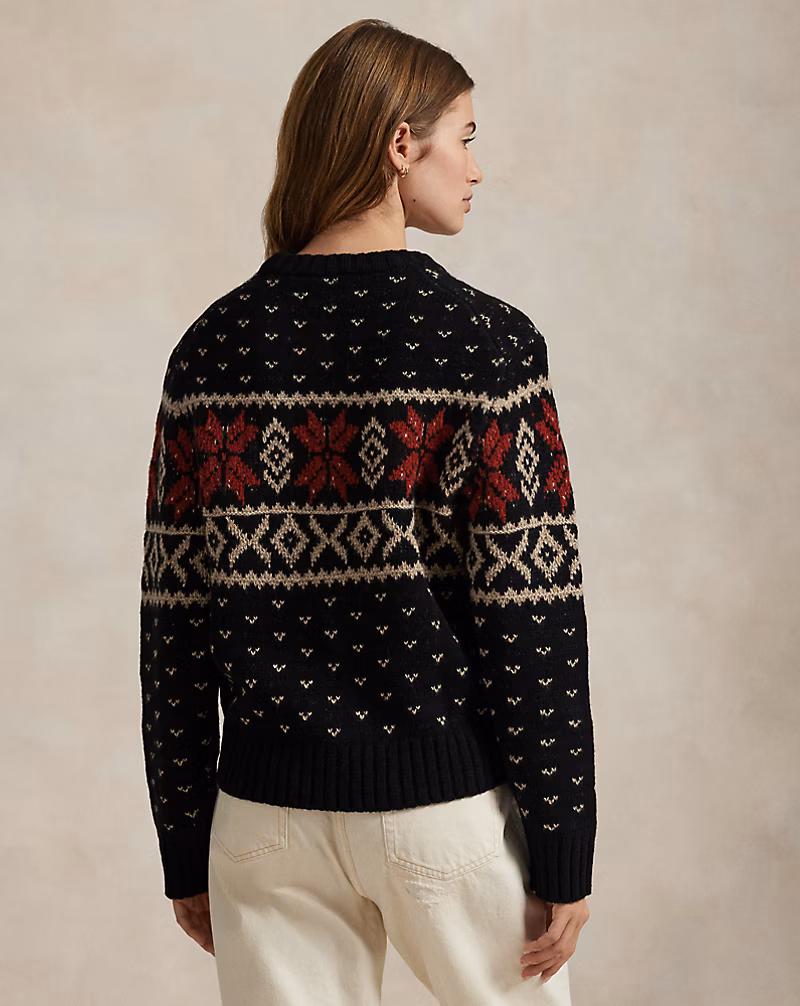 Ralph Lauren Snowflake-Motif Wool Crewneck Sweater