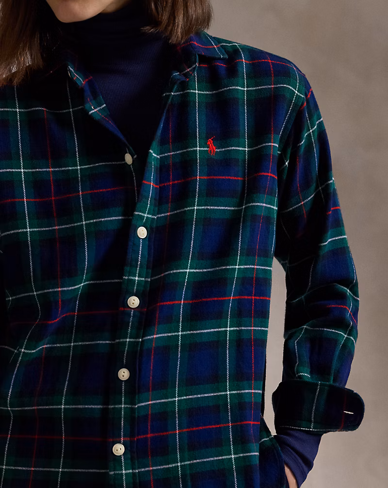 Relaxed Fit Plaid Cotton Shirt