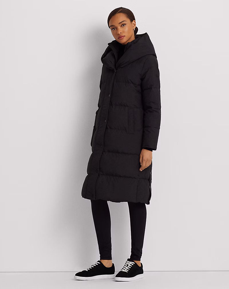 Oversize-Collar Quilted Down Coat