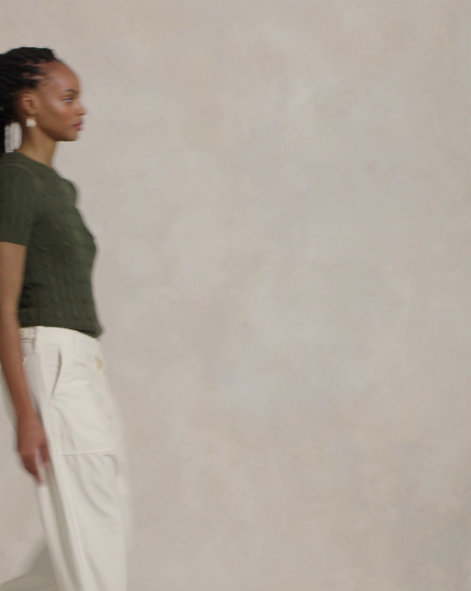 Cable-Knit Cotton Short-Sleeve Sweater