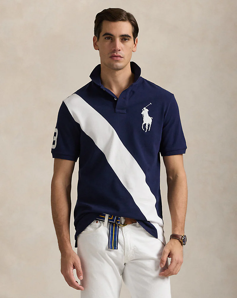 Custom Slim Fit Big Pony Mesh Polo Shirt