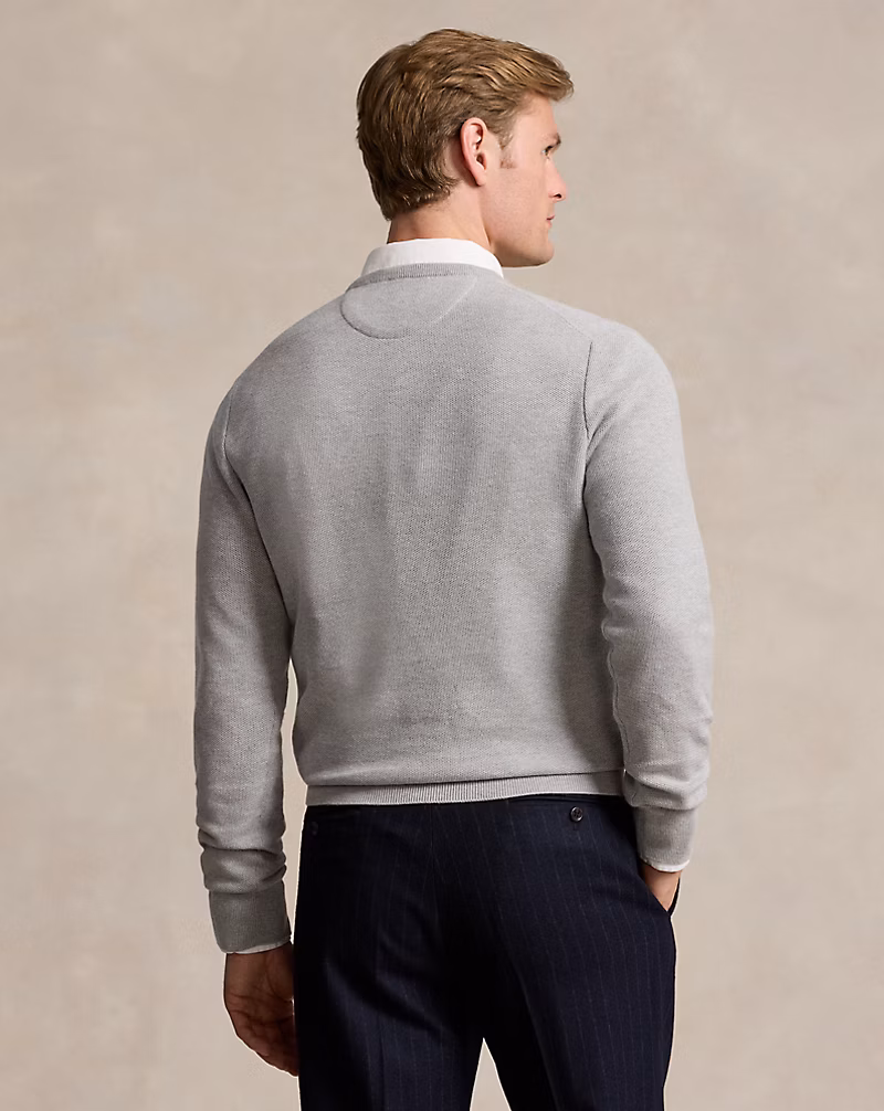 Textured Cotton Crewneck Sweater
