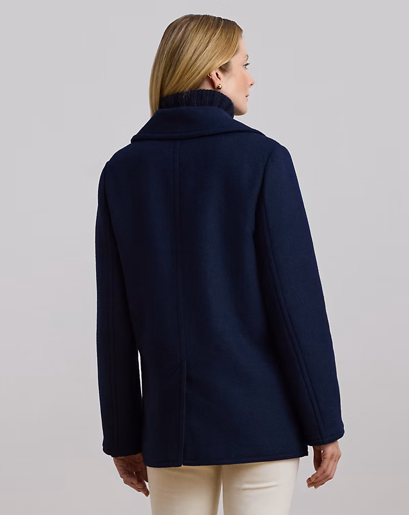 Wool-Blend Twill Peacoat