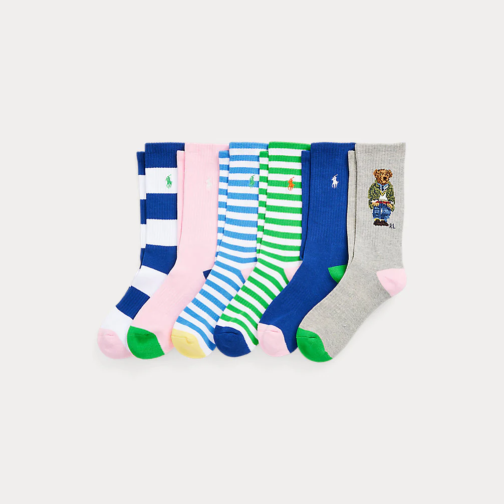 Polo Bear Striped Crew Sock 6-Pack