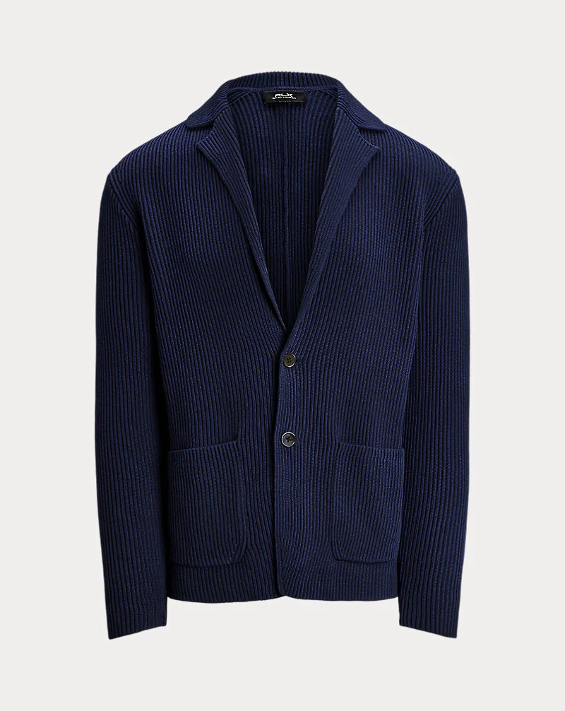 Mesh-Knit Cotton-Blend Blazer Cardigan