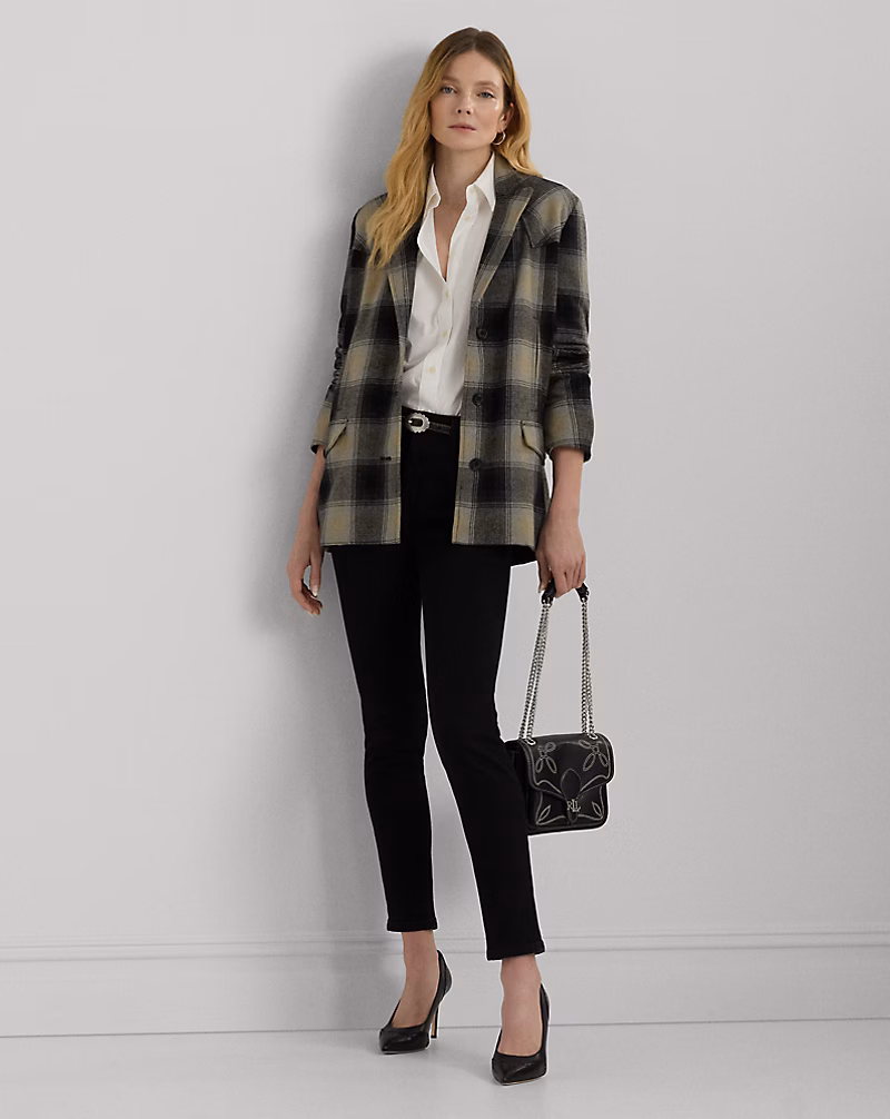 Plaid Wool-Blend Twill Jacket