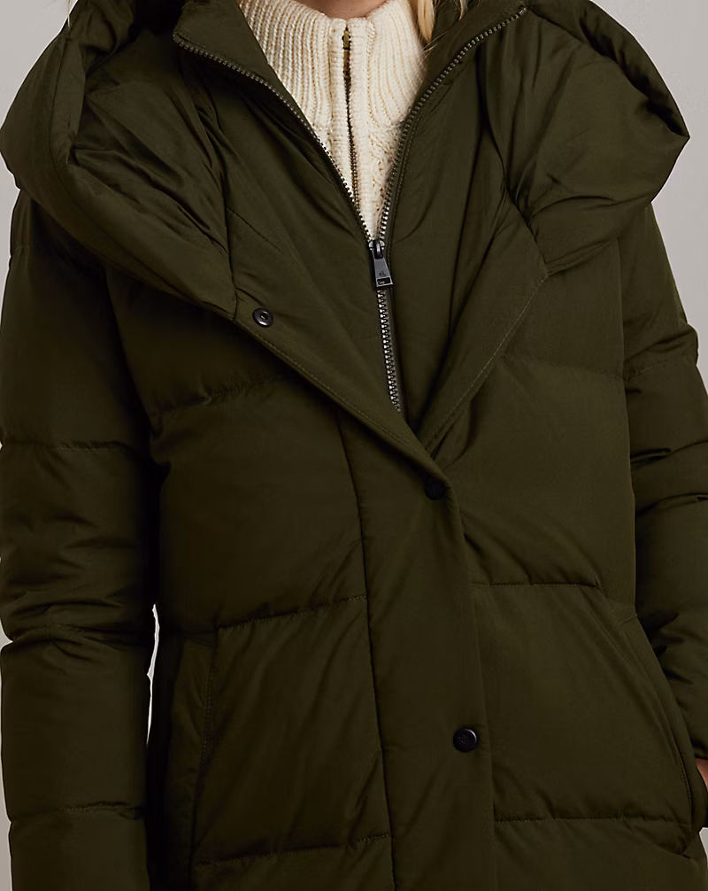 Oversize-Collar Quilted Down Coat