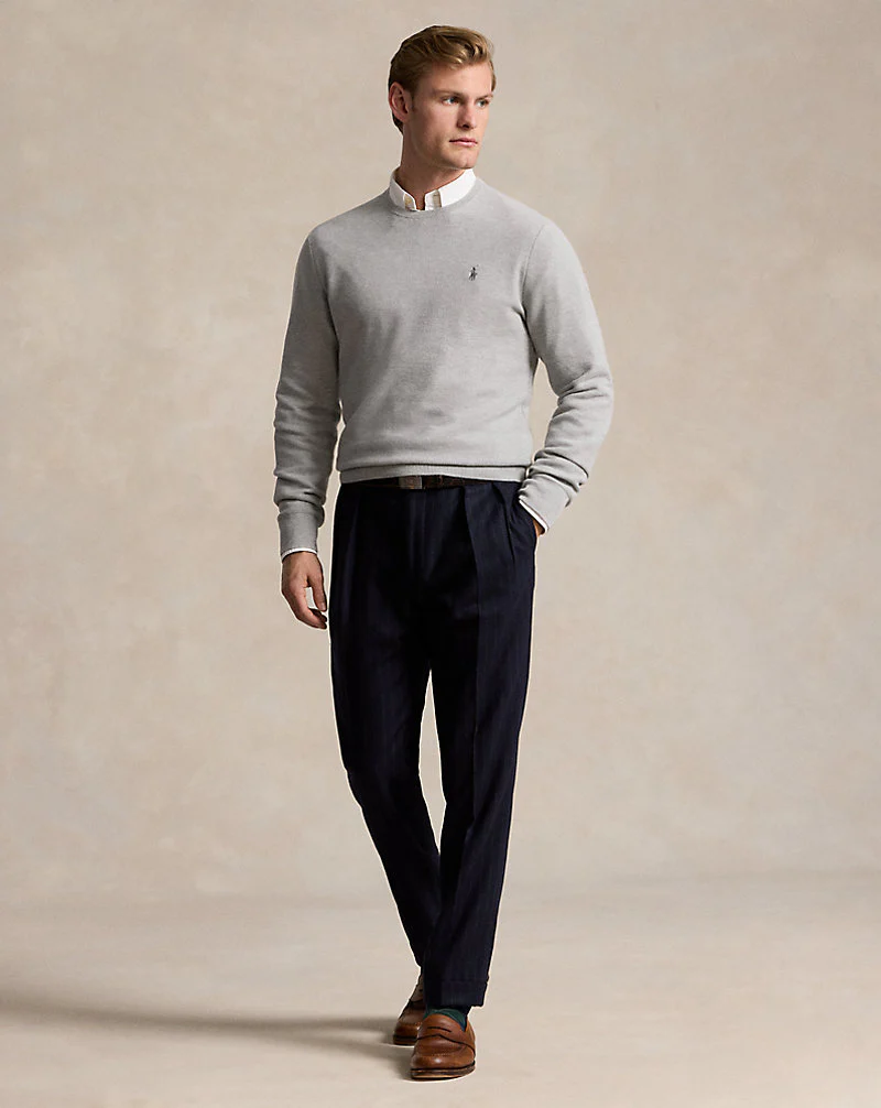 Mesh-Knit Cotton Crewneck Jumper