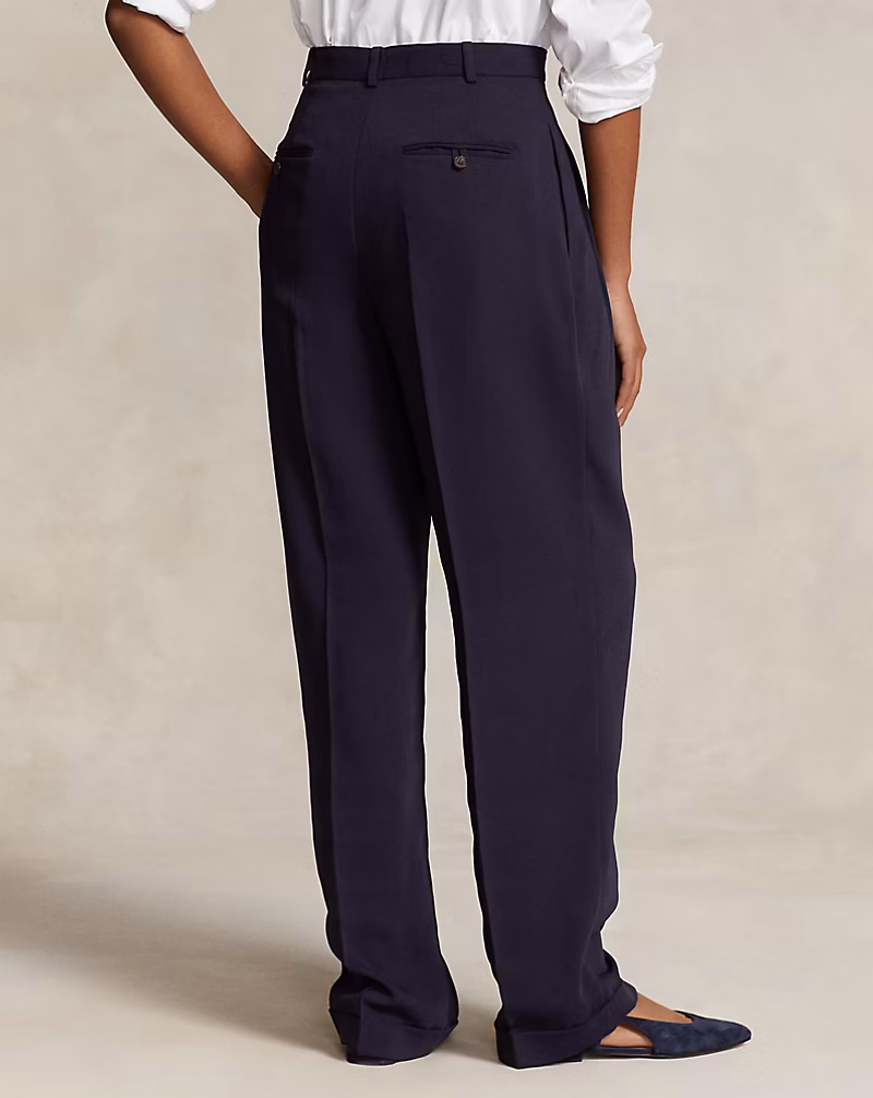 Pleated Straight-Leg Pant