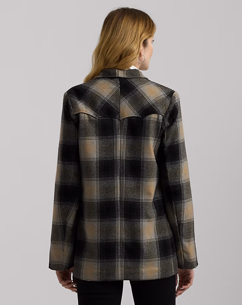 Plaid Wool-Blend Twill Jacket