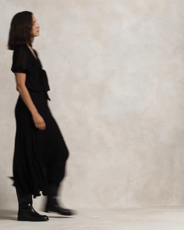 Georgette Tie-Neck Dress