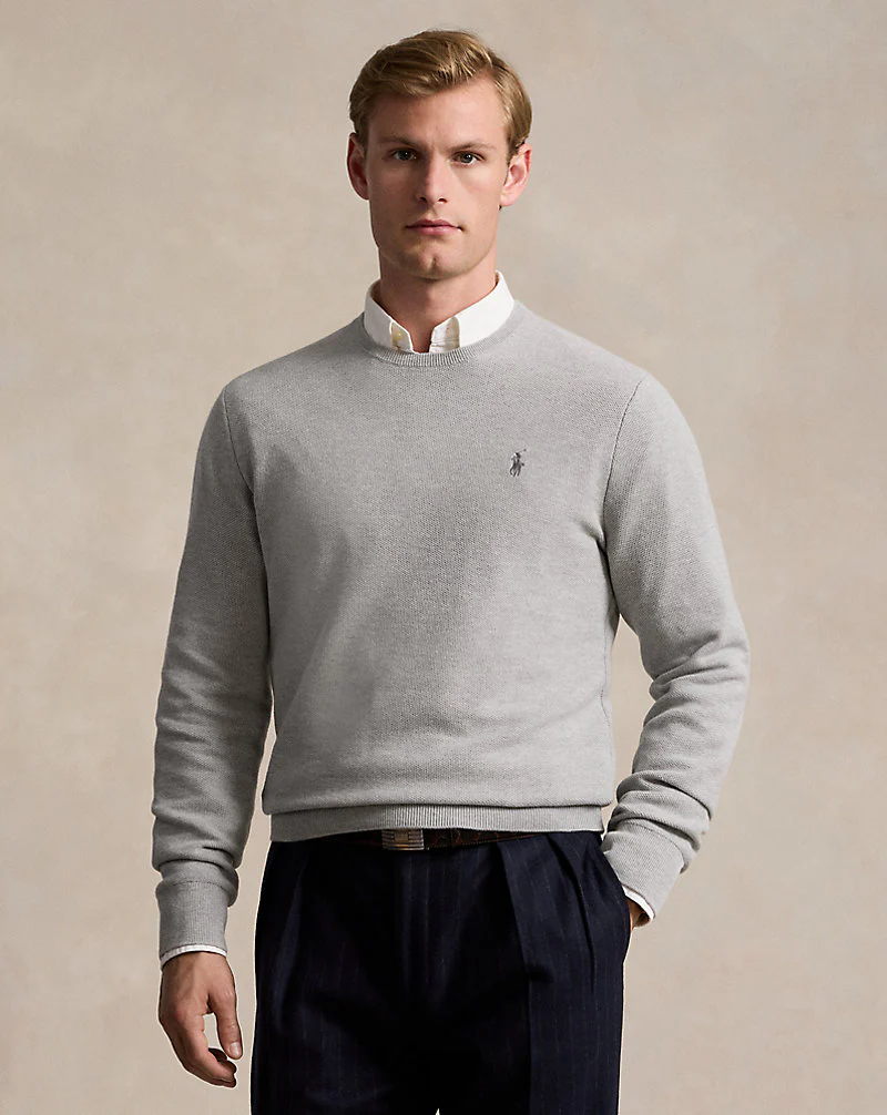 Mesh-Knit Cotton Crewneck Jumper
