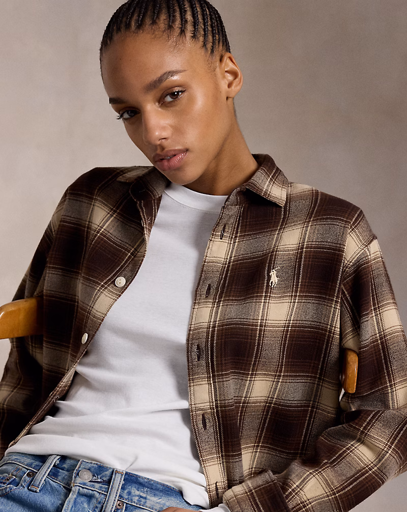 Relaxed Fit Plaid Cotton Shirt