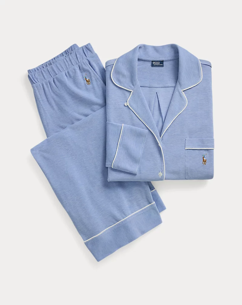 Knit Long-Sleeve Shirt & Pant Pajama Set