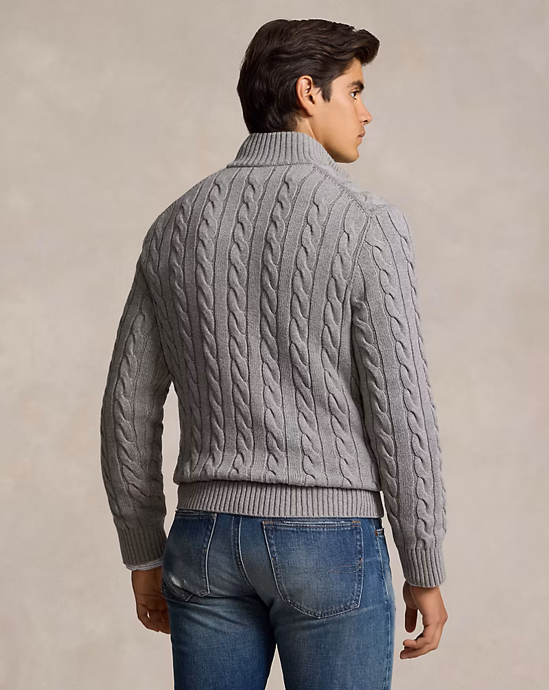 Cable-Knit Cotton Quarter-Zip Sweater