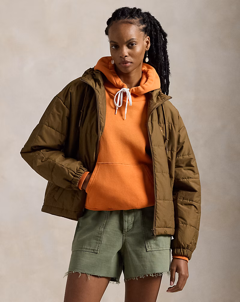 Box-Quilted Hooded Jacket