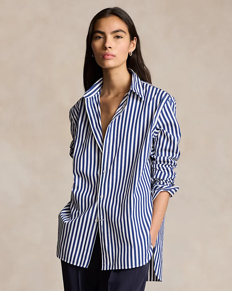 Oversize Fit Striped Cotton Shirt