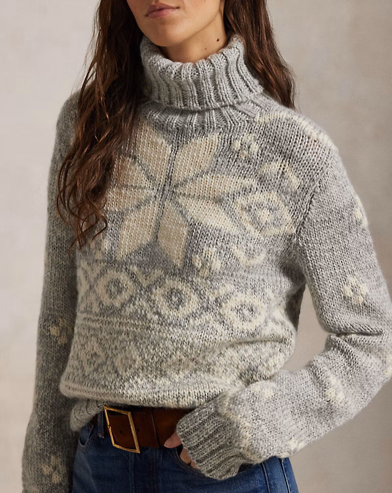 Ralph Lauren Snowflake-Motif Wool Turtleneck