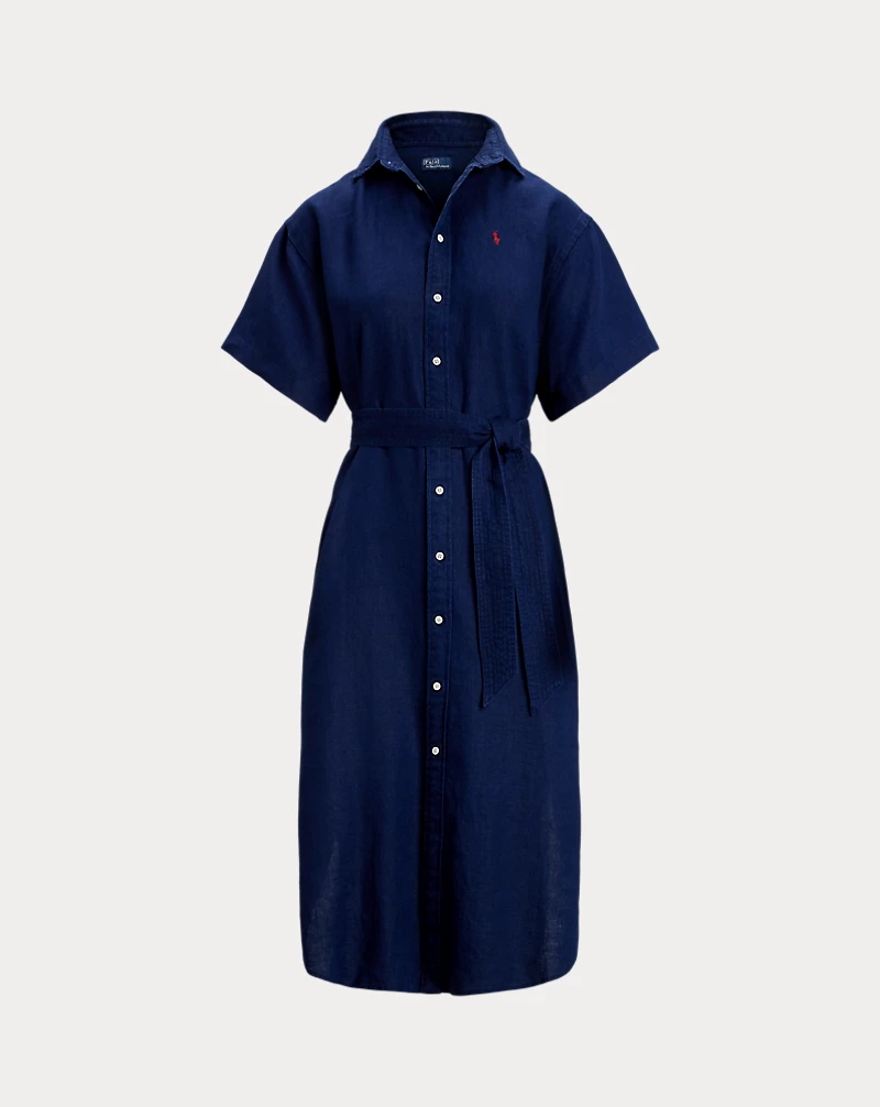 Linen Short-Sleeve Shirtdress