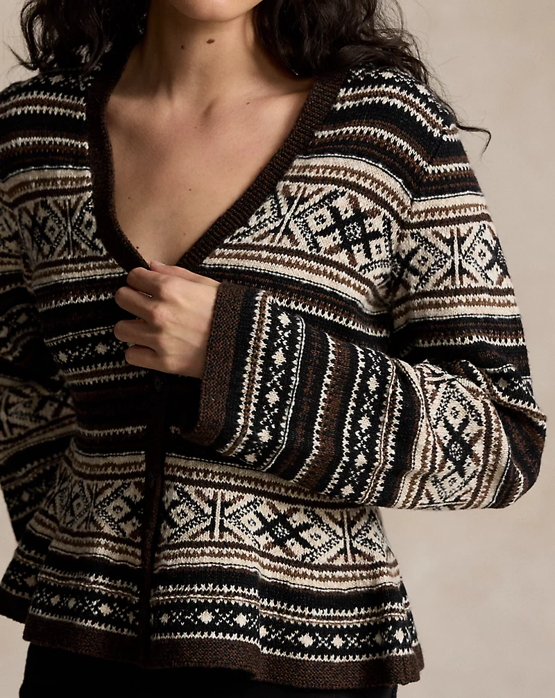 Geo-Stripe Peplum Cardigan