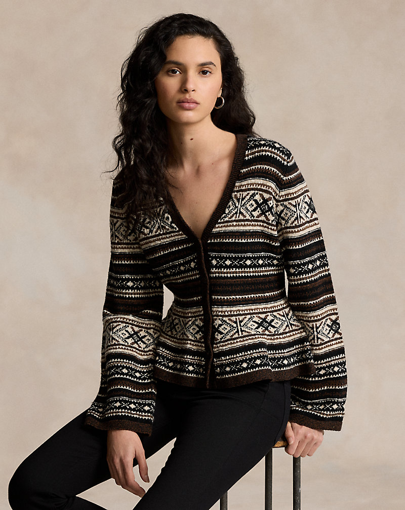 Geo-Stripe Peplum Cardigan