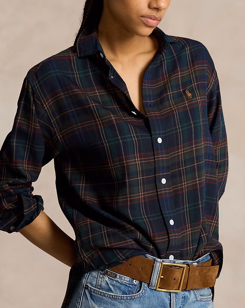 Relaxed Fit Plaid Cotton-Blend Shirt